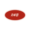 Red oval with 'H&B' in white on a white background